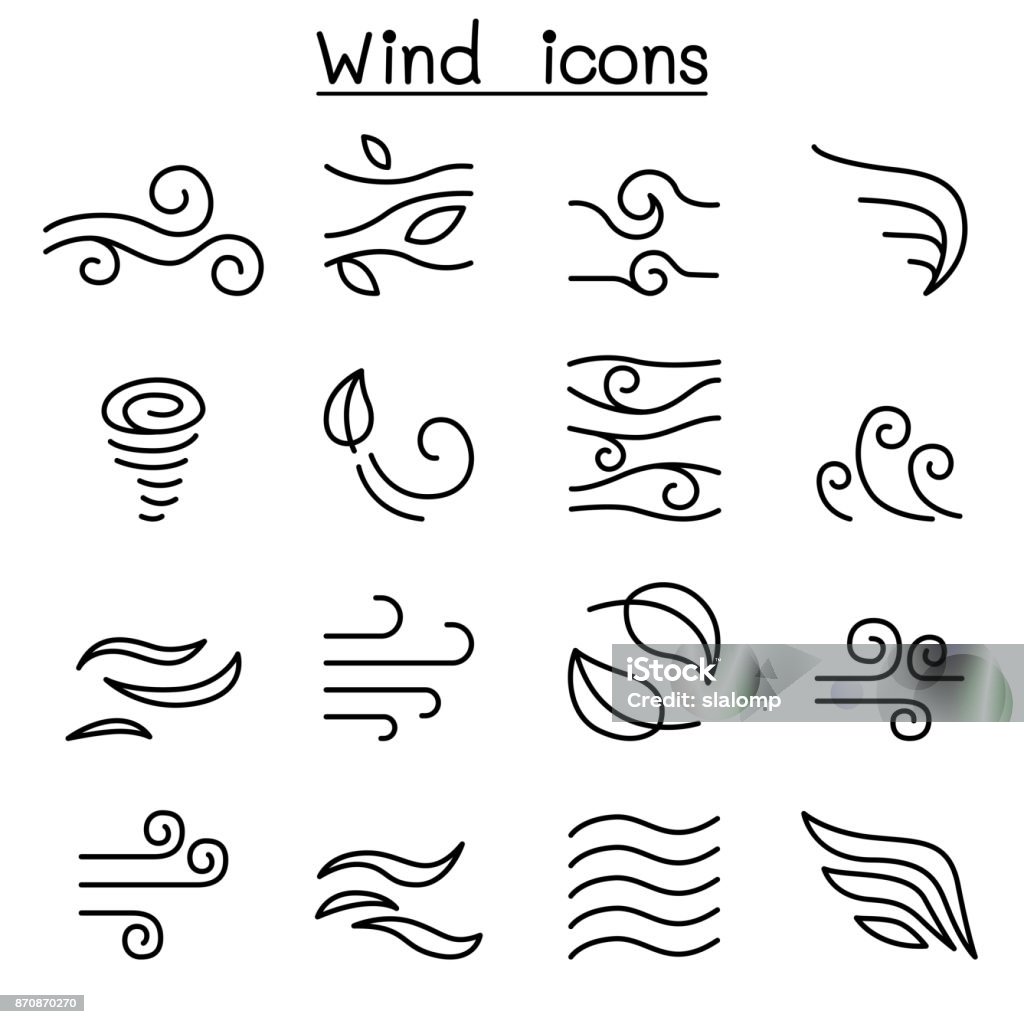Wind-Symbol legen Sie in dünne Linienstil - Lizenzfrei Wind Vektorgrafik