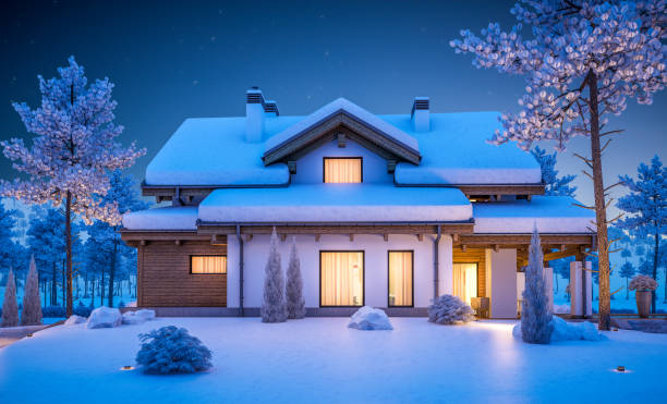 istock 3d rendering of modern cozy house in chalet style 870873648