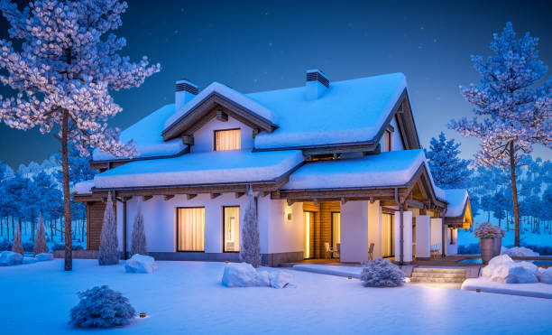 istock 3d rendering of modern cozy house in chalet style 870873690