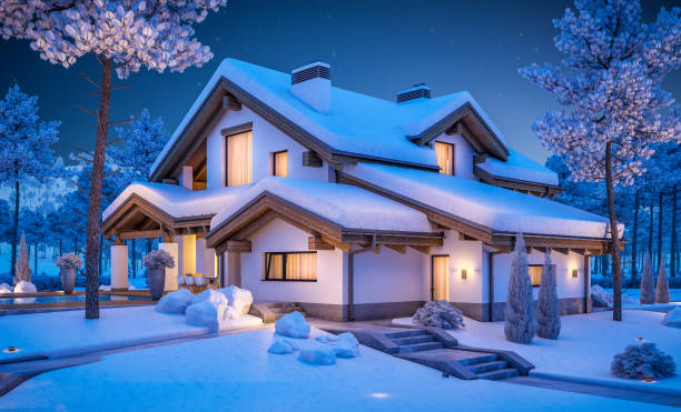 istock 3d rendering of modern cozy house in chalet style 870873756