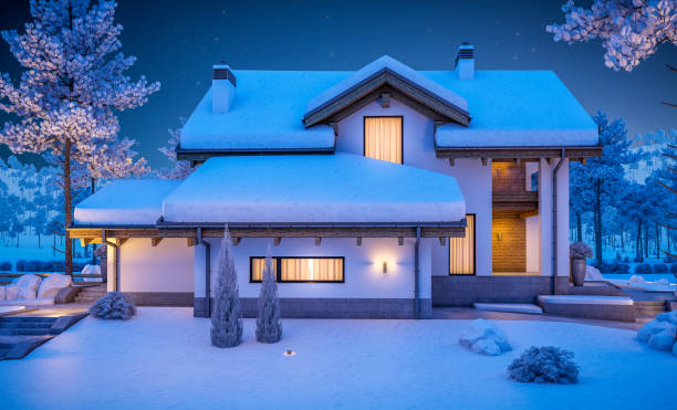 istock 3d rendering of modern cozy house in chalet style 870873764