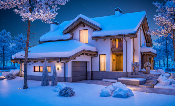 istock 3d rendering of modern cozy house in chalet style 870873766