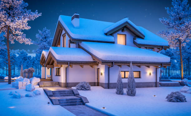 istock 3d rendering of modern cozy house in chalet style 870873780