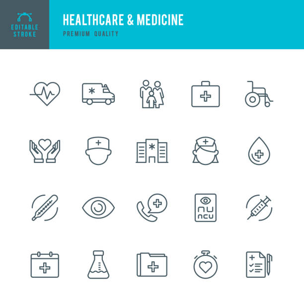 ilustrações de stock, clip art, desenhos animados e ícones de healthcare & medicine - set of thin line vector icons - eyesight vision