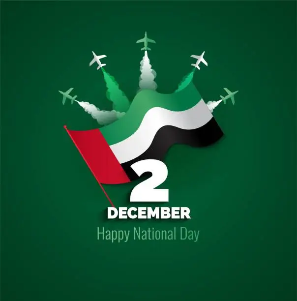 Vector illustration of 2 December. UAE Independence Day background in national flag color theme.