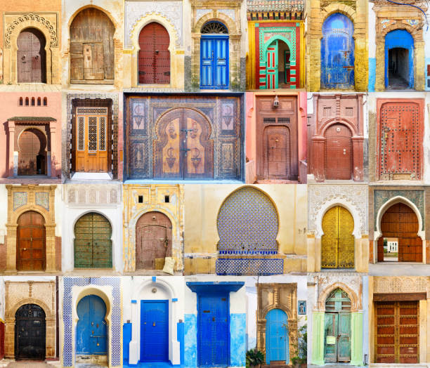 Close-up of a door inside the Medina of Fes, Morocco.