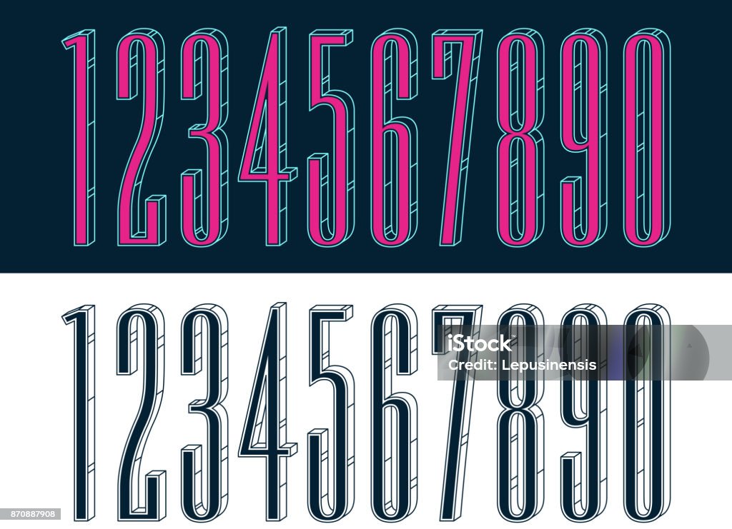 Number Nine Normal Size Set Of Ten Numbers Form Zero To Nine Number Flat Design Stock ...