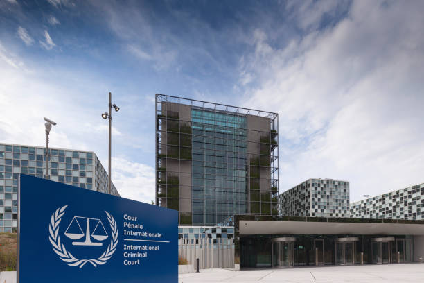 modern premises of The Hague's International Criminal Court stock photo
