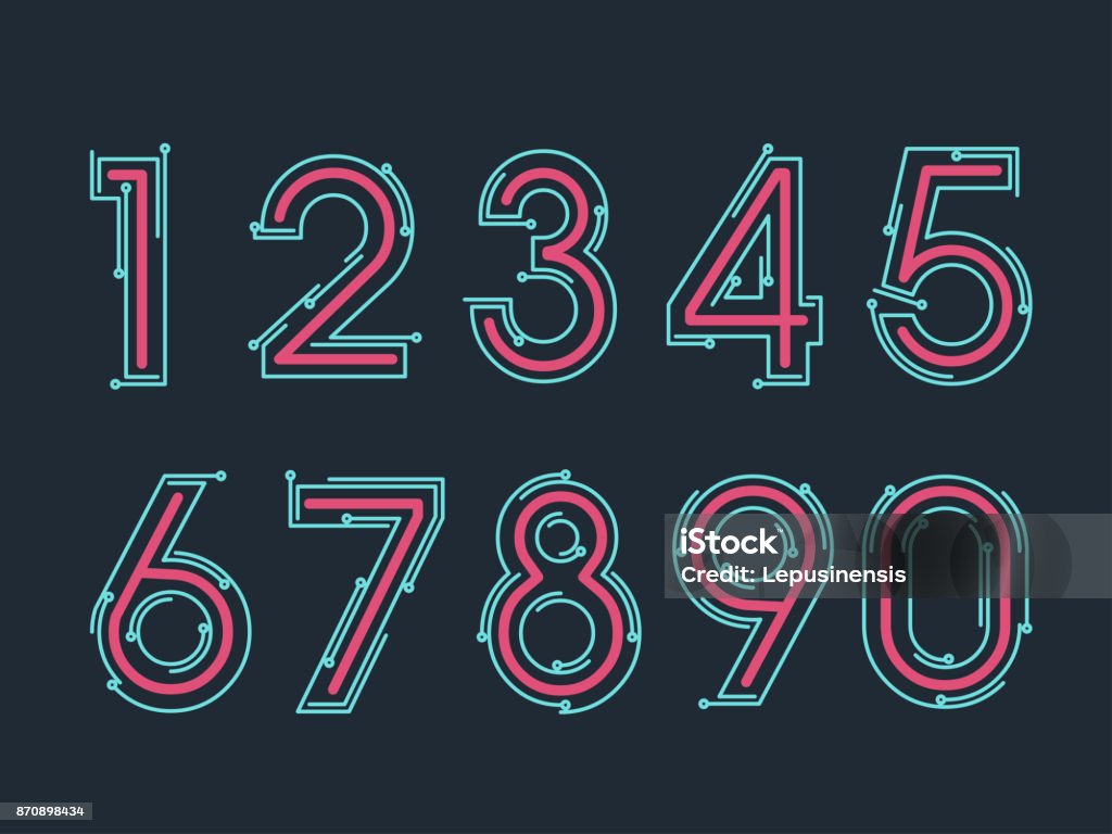 (Element) set of ten numbers form zero to nine, number flat design Number stock vector