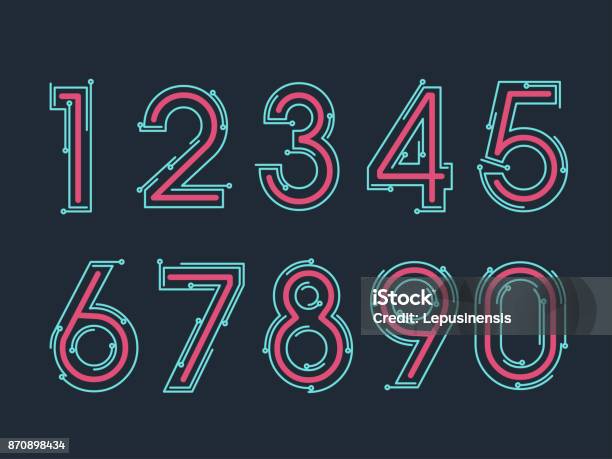 Set Of Ten Numbers Form Zero To Nine Number Flat Design Stock Illustration - Download Image Now
