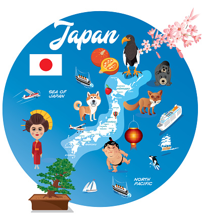 Cartoon map of Japan