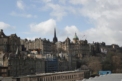 Historic buildings cityscape in Edinburgh, Scotland