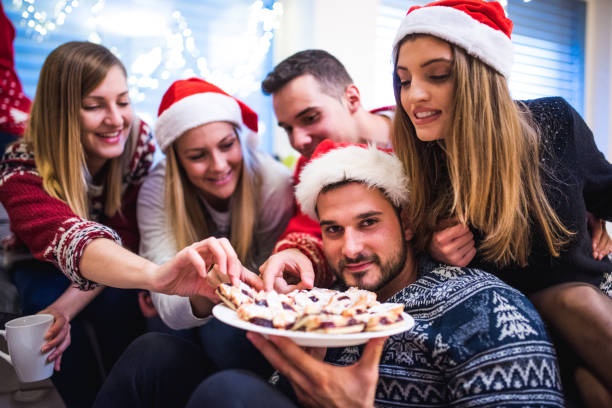 istock Friends eating pie at Christmas 870905750