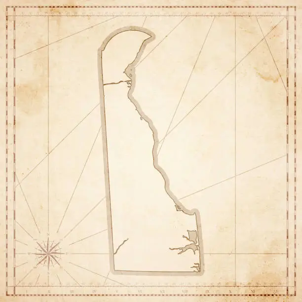 Vector illustration of Delaware map in retro vintage style - old textured paper