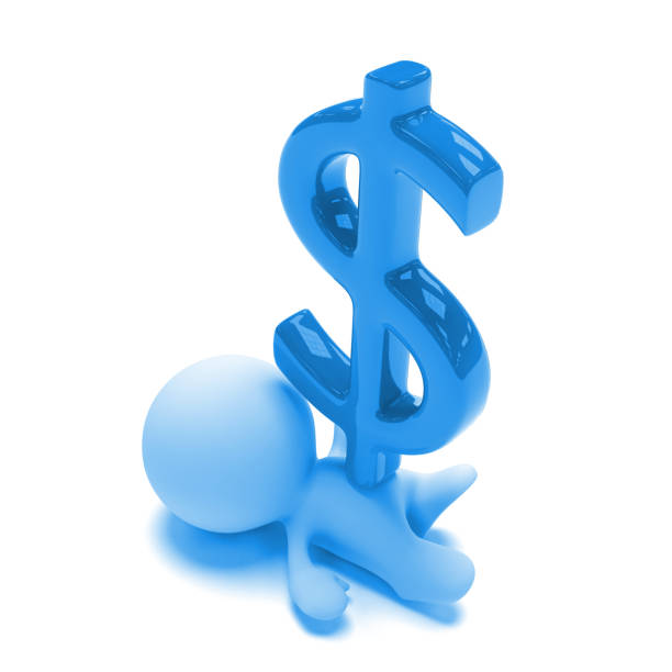 istock blue person lying under a huge dollar sign (3d illustration) 870909520