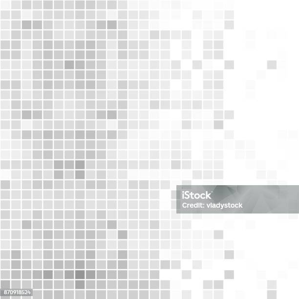 Abstract Gray Background Of Squares Stock Illustration - Download Image Now - Run-Down, Square - Composition, Pixelated