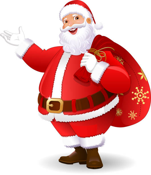 Santa Claus Greetings Merry Christmas and New year vector art illustration