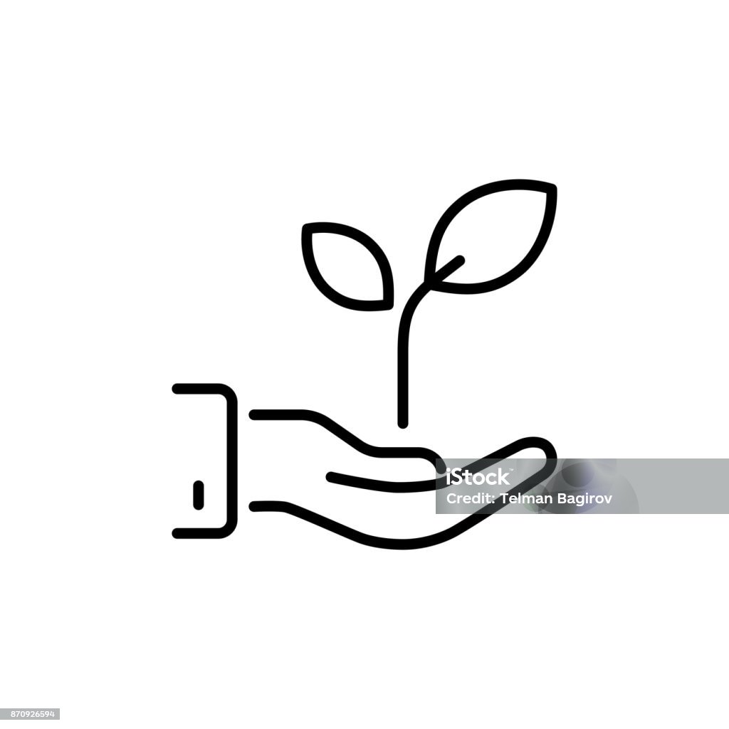 thin line efficient energy, plug with leaf icon thin line efficient energy, plug with leaf icon on white background Seedling stock vector