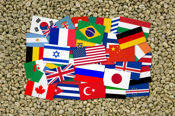istock Country flags on coffee beans 870927804