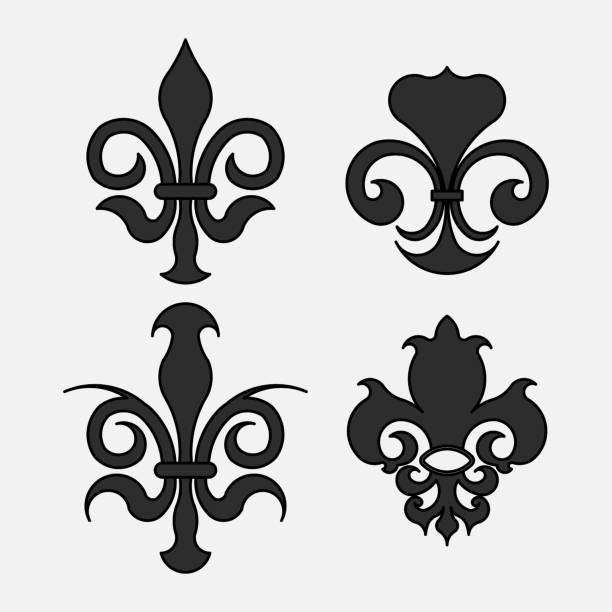 fleur-de-lis, геральдический символ королевской лилии символов для дизайна - coat of arms france nobility french culture stock illustrations