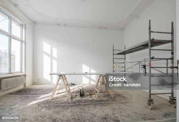 Renovation Old Flat During Renovation Restoration Stock Photo - Download Image Now