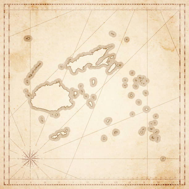 istock Fiji map in retro vintage style - old textured paper 870938382