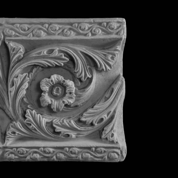 istock bas-relief in the form of gypsum paintings with floral pattern 870938544