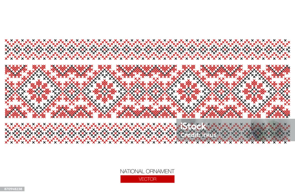 national ornament background Slavic red and Belarusian national ornament. Embroidery. Christmas Ornament stock vector