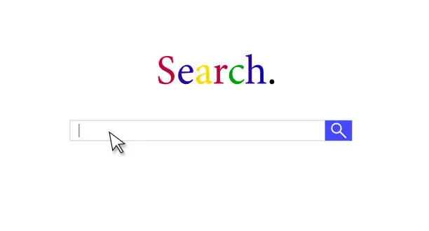 Photo of Internet search webpage input textbox mouse pointer and button