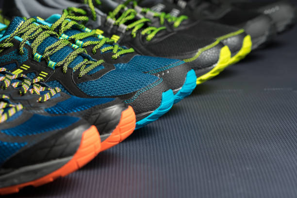 Four pairs of running shoes