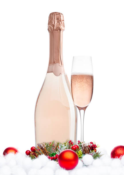 istock Champagne glass bottle with christmas decoration 870955624