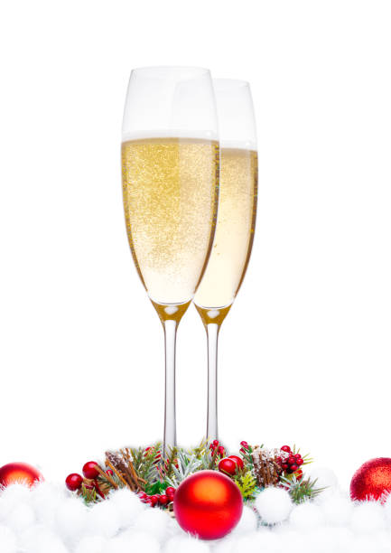 istock Champagne glasses with christmas decoration 870957934