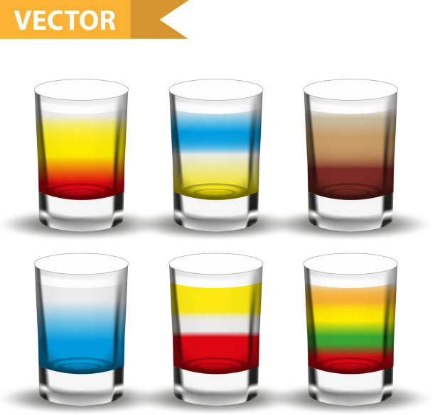 istock Realistic set shots cocktails. 3d Shot with drinks for bars, restaurans collection. Glass cup liqueur. Isolated on white background. Vector illustration. 870960786