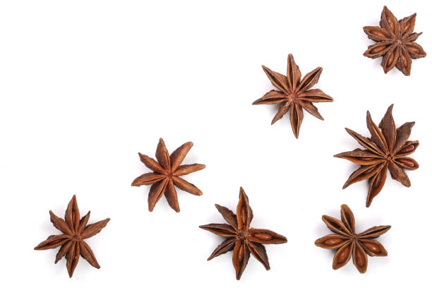 istock Star anise isolated on white background with copy space for your text. Top view. Flat lay pattern 870961236