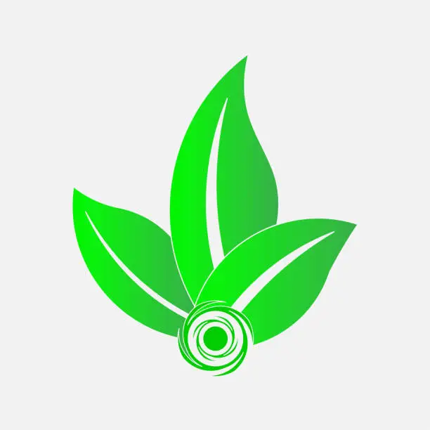 Vector illustration of icon green leaves emblema ecology, save the planet