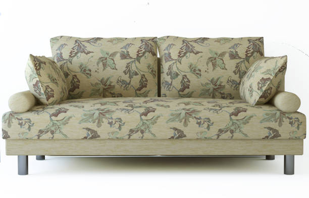 istock Fabric armchair sofa in a slightly primitive style. Upholstery material with pattern 870964928