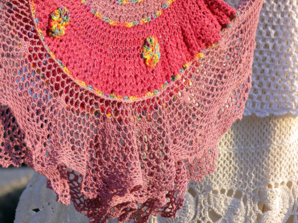 istock Knitted pink lace cloth 870971358