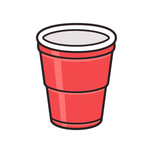 красный пластиковый стаканчик - disposable cup red beer plastic stock illustrations