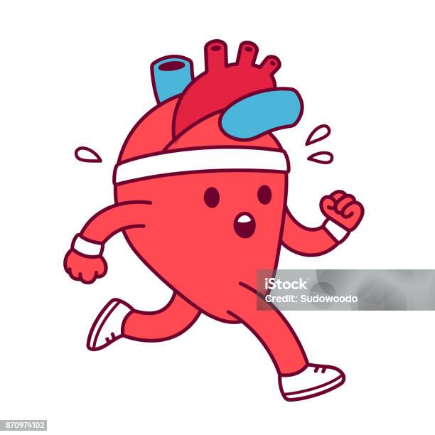 Cartoon Heart Exercising Stock Illustration - Download Image Now - Heart - Internal Organ, Running, Cartoon
