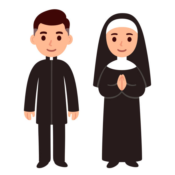 カトリックの司祭と修道女 - nun catholicism praying women点のイラスト素材／クリップアート素材／マンガ素材／アイコン素材