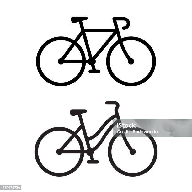 Ilustración de Dos Iconos De La Bicicleta y más Vectores Libres de Derechos de Bicicleta - Bicicleta, Andar en bicicleta, Ícono