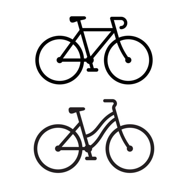 illustrations, cliparts, dessins animés et icônes de deux icônes de vélo - faire du vélo