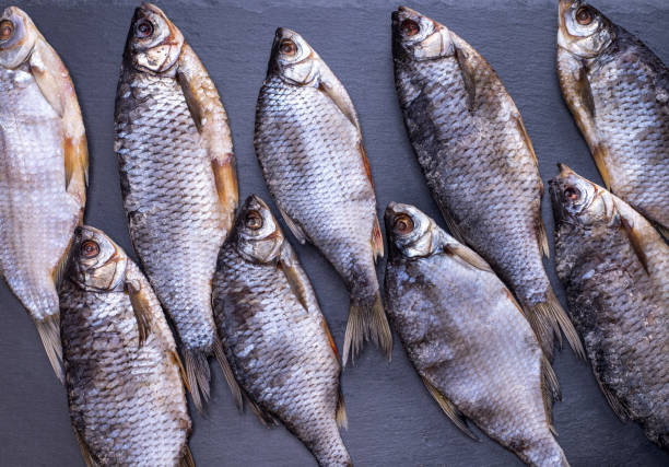 istock dried fish scam with scales on a black background 870982424