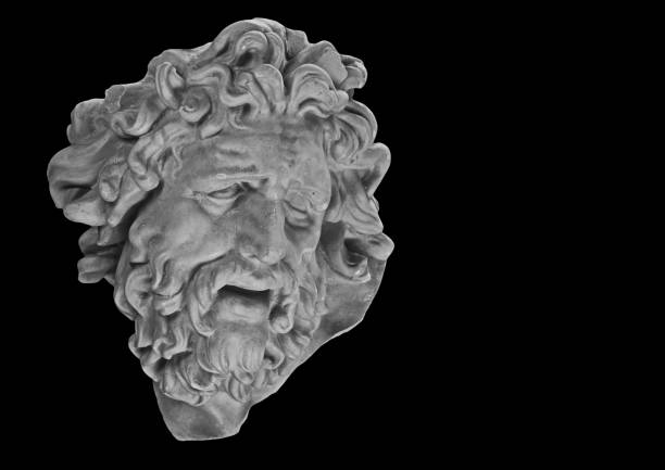 White plaster portrait sculpture of Laocoon. Educational copy of sculpture from own workshop.