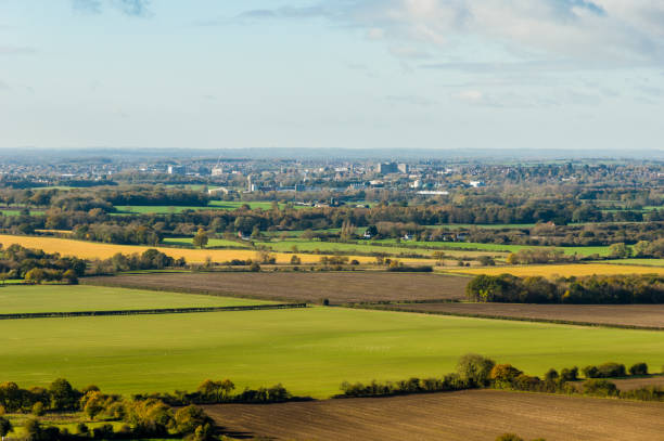 Ashford Kent Viewed from North Downs Looking South Ashford Kent Viewed from North Downs Looking South kent england photos stock pictures, royalty-free photos & images
