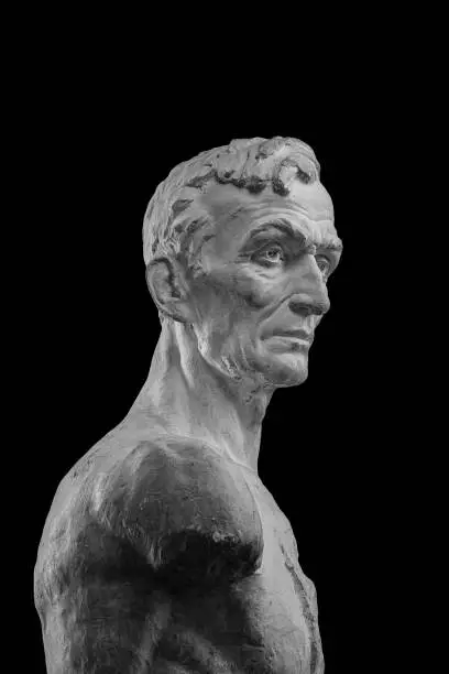 Photo of White plaster bust, sculptural portrait of the Master