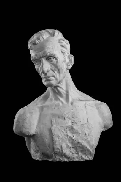 Photo of White plaster bust, sculptural portrait of the Master