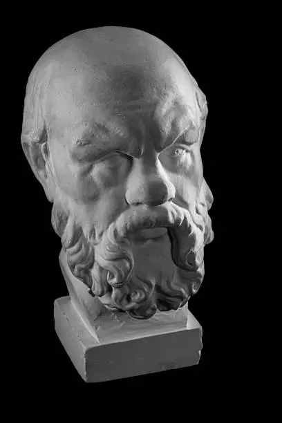 Photo of White plaster bust, sculptural portrait of Socrates