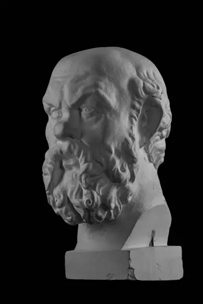 Photo of White plaster bust, sculptural portrait of Socrates