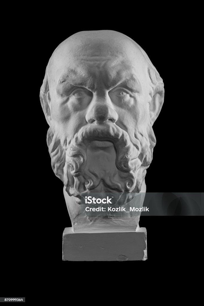 White plaster bust, sculptural portrait of Socrates Socrates - Philosopher Stock Photo
